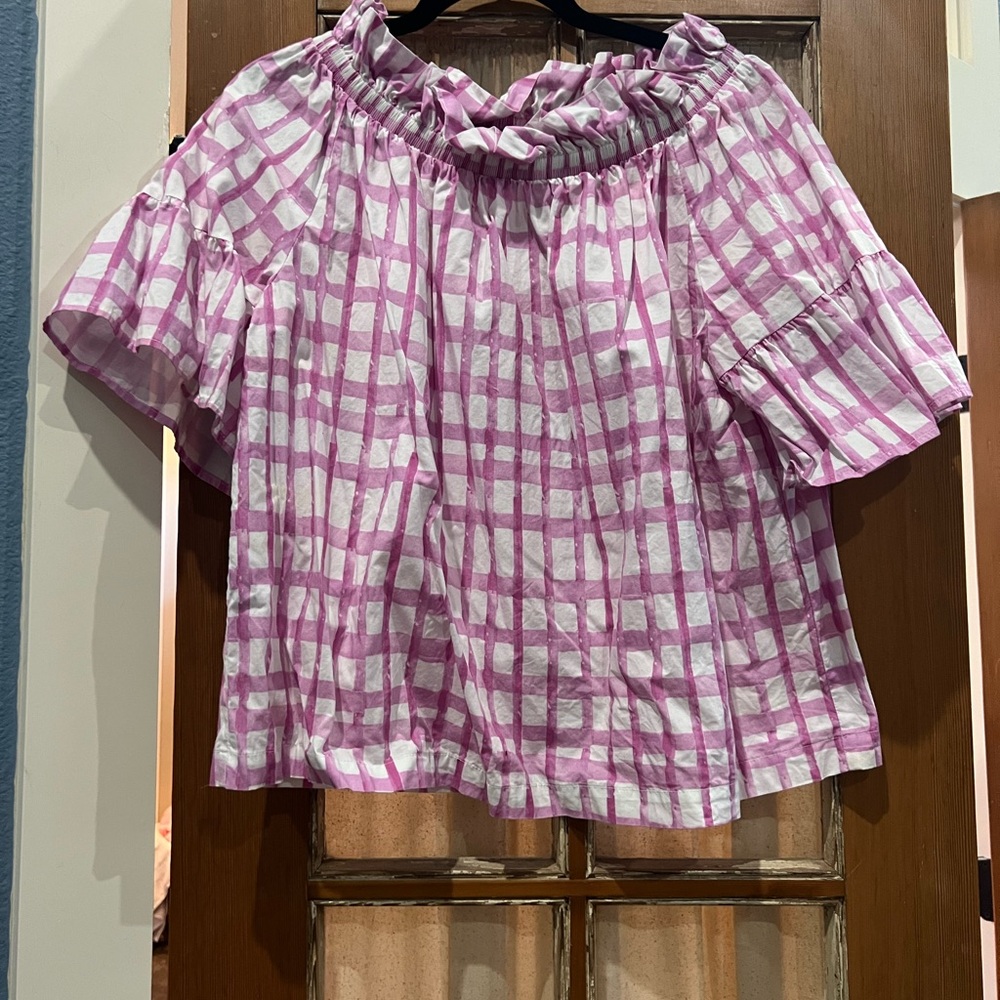 Brooke Wright Olivia Top in Orchid Gingham, size medium